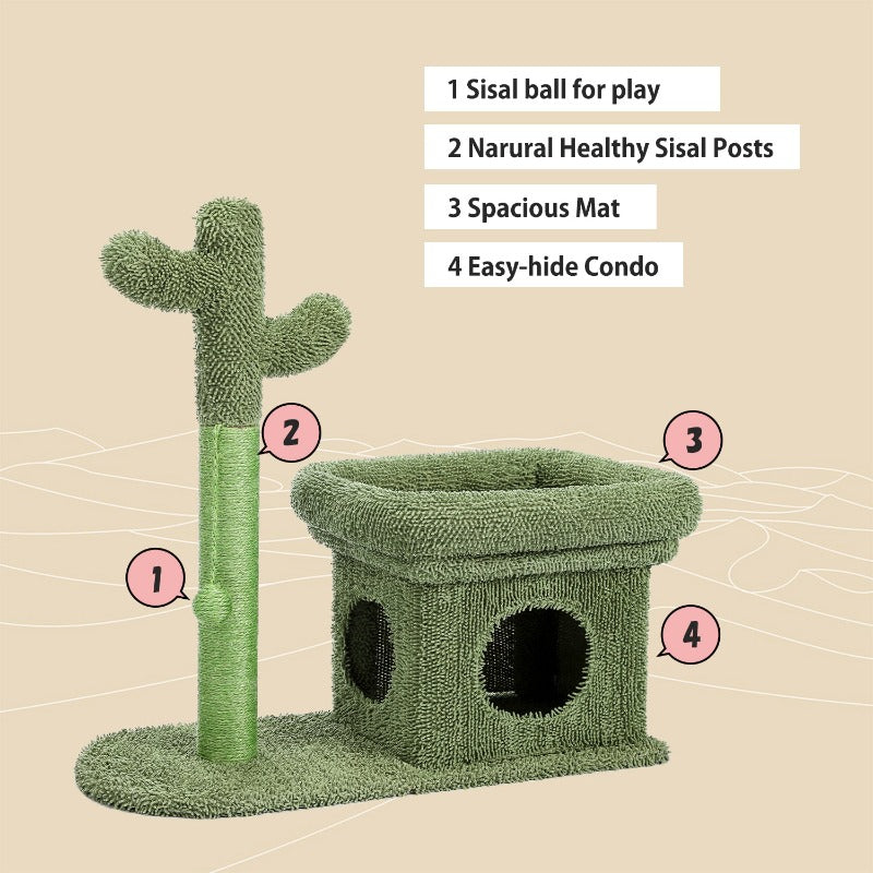 2 IN 1 Cactus Cat Tree Cat Tower